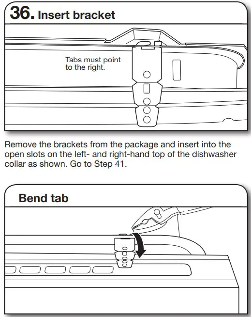 Whirlpool WDT730PAHV 24 51db 5 Cycle Built-In Installation Guide - Insert bracket