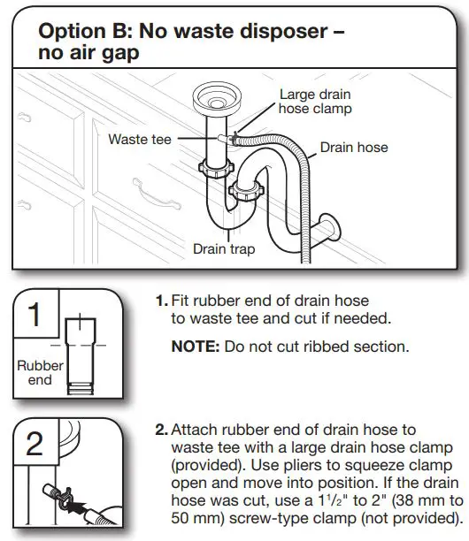 Whirlpool WDT730PAHV 24 51db 5 Cycle Built-In Installation Guide - No waste disposer – no air gap
