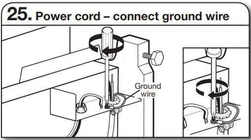 Whirlpool WDT730PAHV 24 51db 5 Cycle Built-In Installation Guide - Power cord – connect ground wire