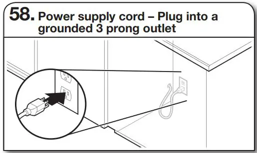 Whirlpool WDT730PAHV 24 51db 5 Cycle Built-In Installation Guide - Power supply cord