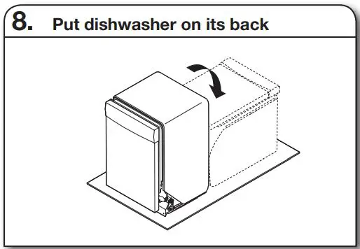 Whirlpool WDT730PAHV 24 51db 5 Cycle Built-In Installation Guide - Put dishwasher on its back