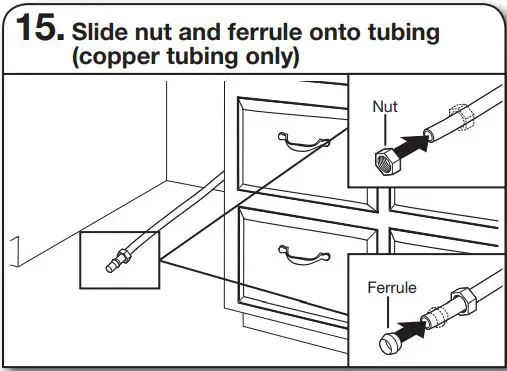 Whirlpool WDT730PAHV 24 51db 5 Cycle Built-In Installation Guide - Slide nut and ferrule onto tubing