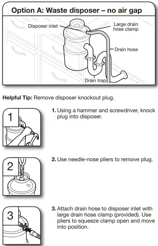 Whirlpool WDT730PAHV 24 51db 5 Cycle Built-In Installation Guide - Waste disposer – no air gap