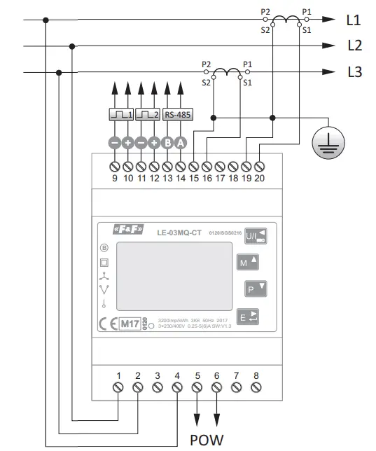 FandF LE 03MQ CT 3 Phase Electricity Consumption Meter - Fig 1