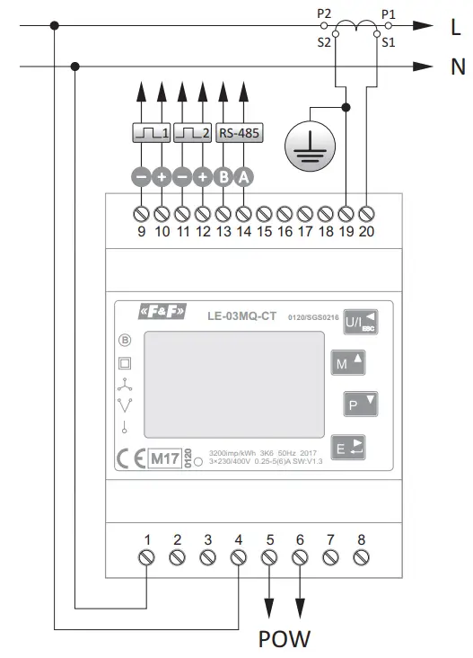 FandF LE 03MQ CT 3 Phase Electricity Consumption Meter - Fig