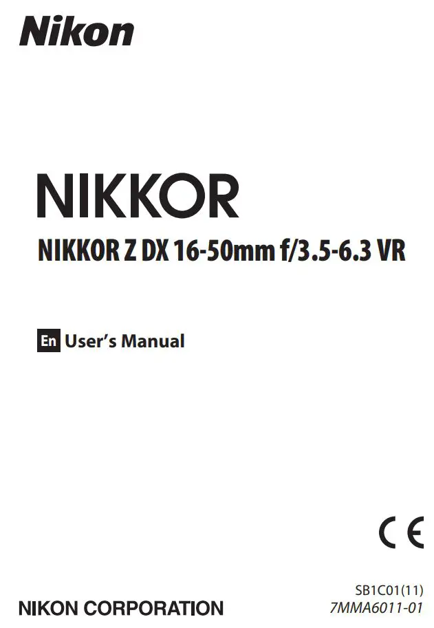 Nikon NIKKOR Z DX 16-50mm Lens User Manual