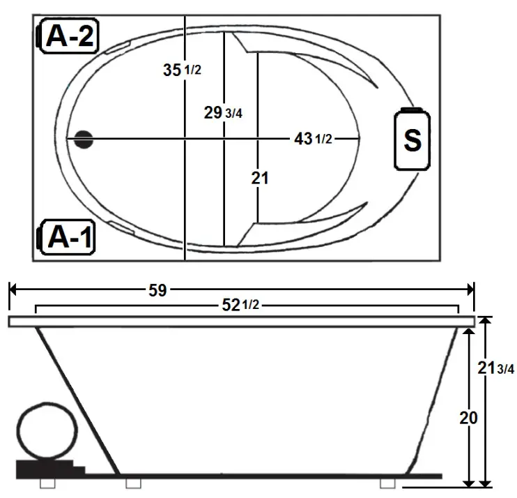Laurel Mountain 6036FW064 60 Inch 36 Inch Drop In Acrylic Whirlpool - FIGURE