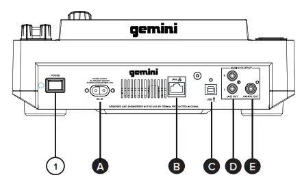 gemini MDJ-900 Professional Media Controller - Rear view