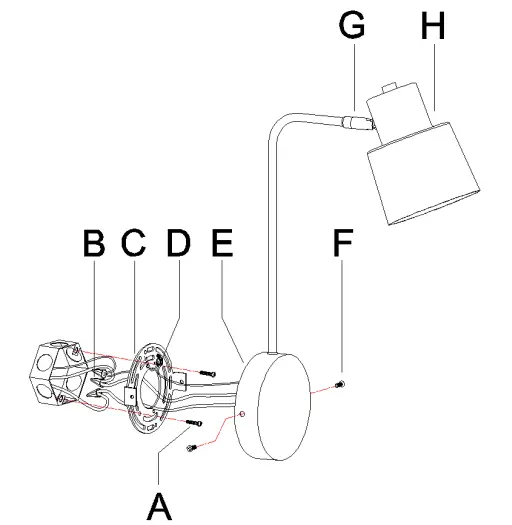ZEVNI A04464 Ebonee 4.7-in W 1-Light Brass Black Transitional Wall Sconce - fig 2