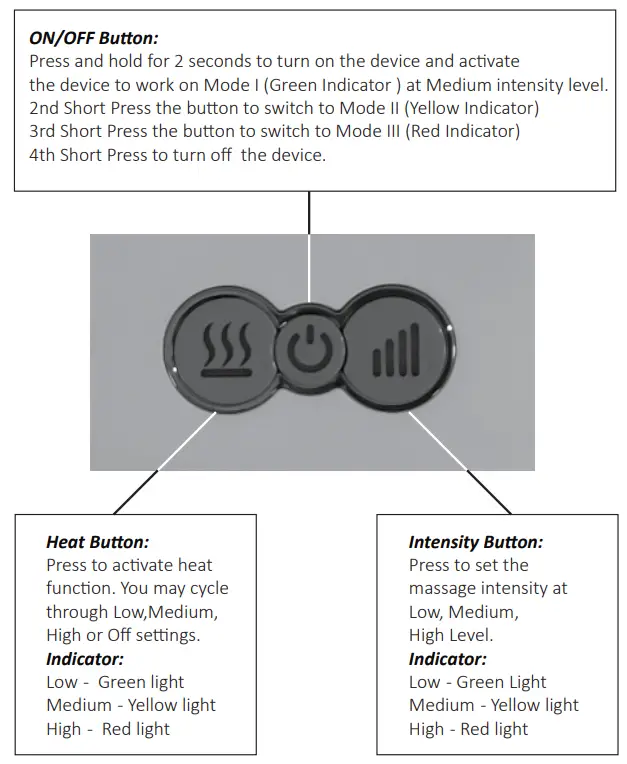 COMFIER CF 4803B Hand Massager with Heat - Heat Button