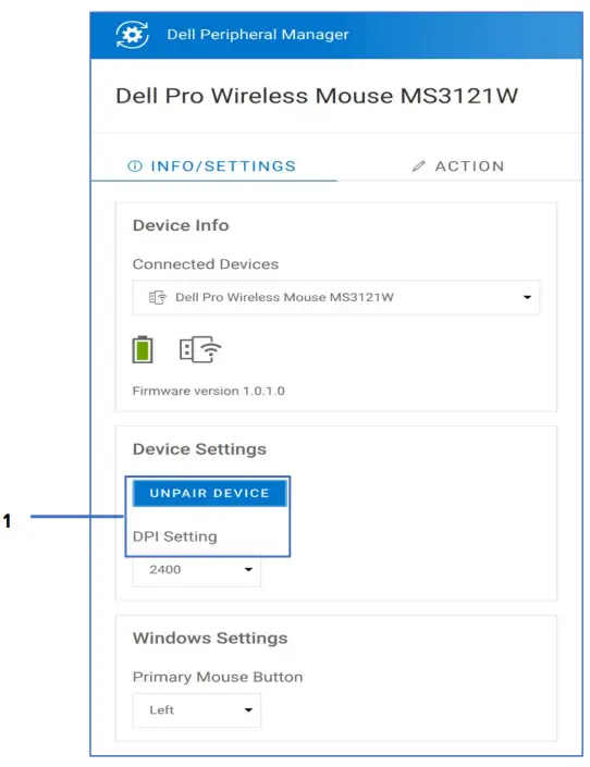 DELL KM7120W MS5320W Multi-Device - . DPI setting