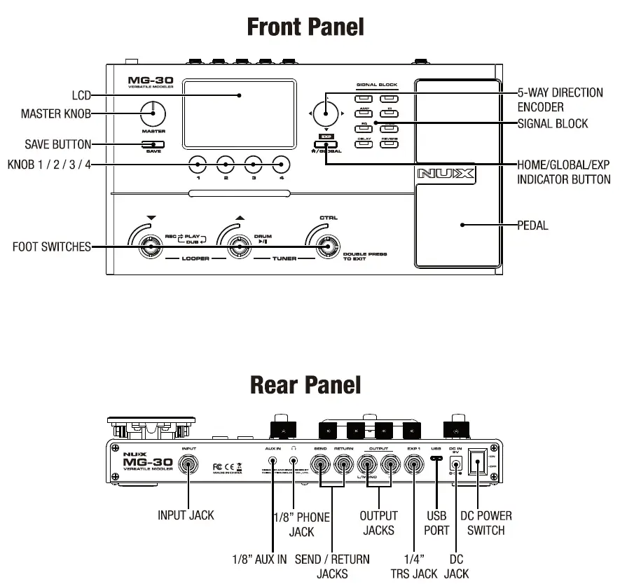 NUX MG-30 Multi Effects Versatile Modeler 1