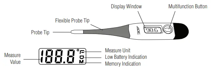 ADC Adtemp 415FL Digital Fever Thermometer - Parts and Assembly