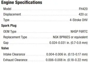 FIG 61 Engine Specifications