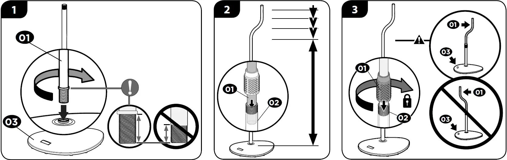Attach Pole to Base & Adjust Height