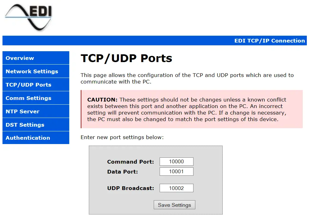Eberle Design Ethernet Port TCP / UDP PORTS PAGE 1
