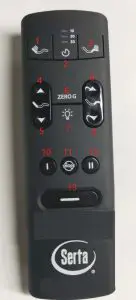 Serta RF398A Remote Control User -- Control