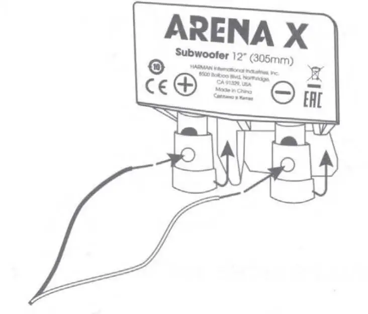JBL Arena X Component Subwoofer - CONNECTING THE AMPLIFIER