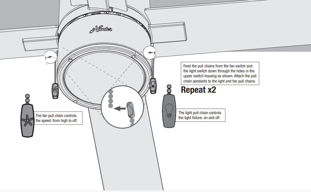 Hunter 51743 Beck Ceiling Fan - Pull Chains