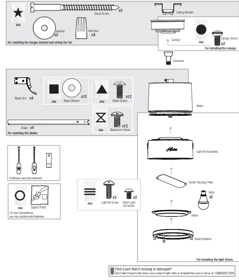 Hunter 51743 Beck Ceiling Fan - comes
