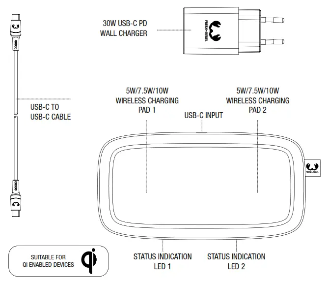 FRESH N REBEL Base Duo Double Wireless Charging Pad