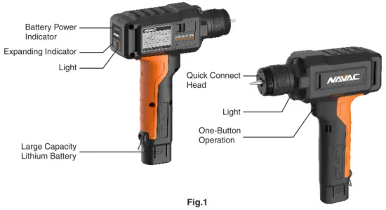 NAVAC NTE11L BreakFree Power Tube Expander - fig1