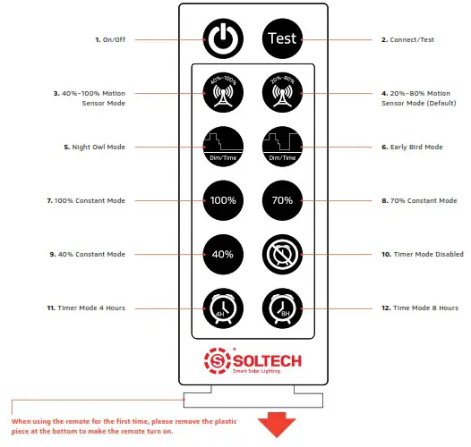 SOLTECH Twinko Mobile Solar Light Tower - Remote Control Guide