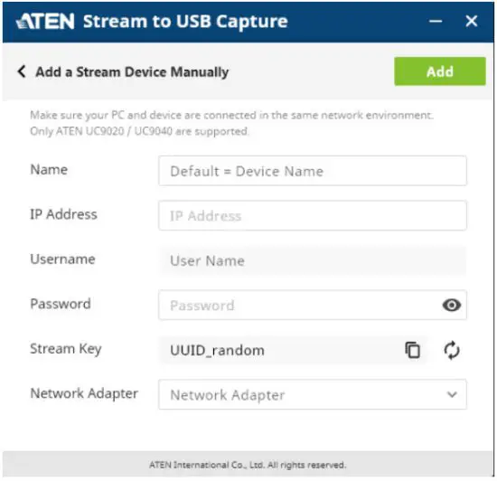 ATEN Stream to USB Capture RTMP to UVC Streaming Software - information