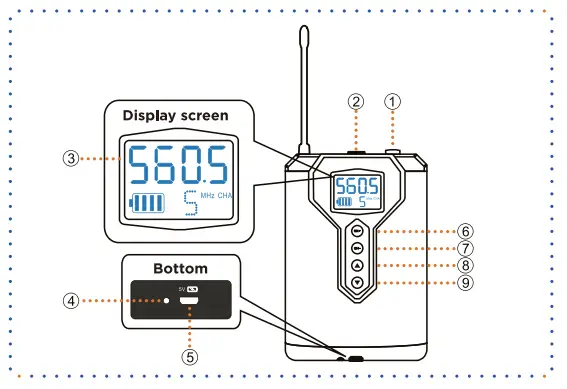 BIETRUN WXM28 UHF Professional 2 Channels Rechargeable Wireless Microphone System - fig