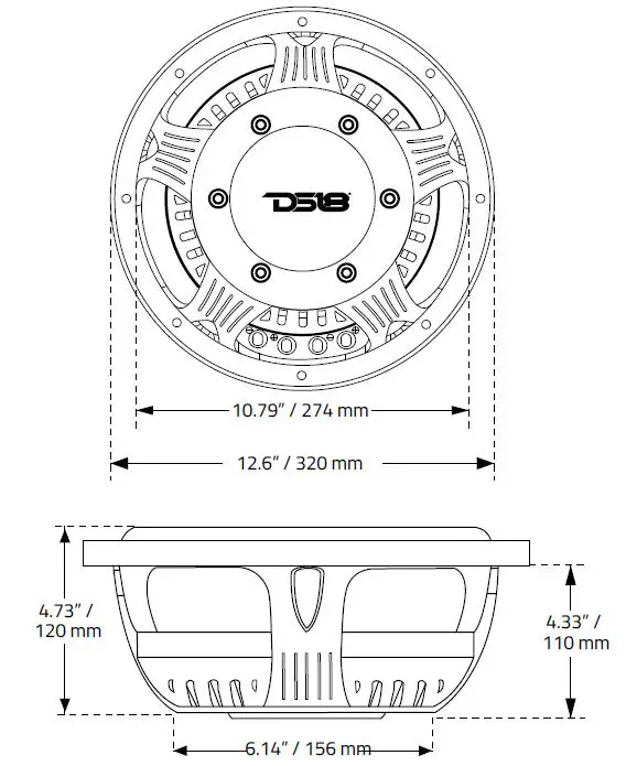 DS18 IXS12.4S 12-Inch Shallow Subwoofer-fig1