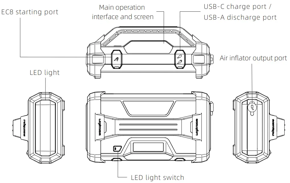 LOKITHOR JA301 Jump Starter Power Bank Air Compressor-fig2