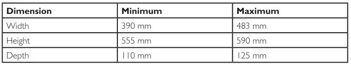 Beldray Vigo Inset Fire - Dimension Table