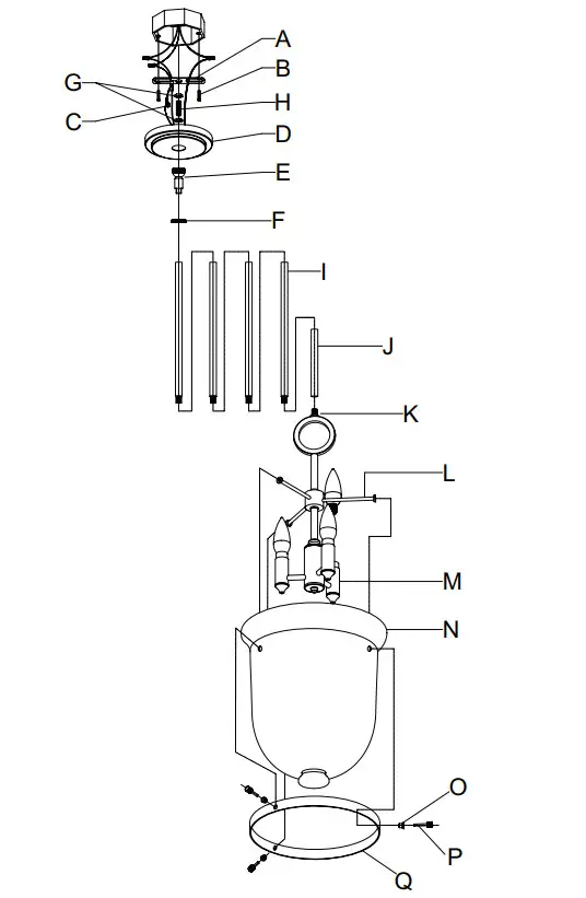 Hunter 19312 Belltown 3 Light Pendant - Figure 1