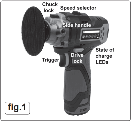 SEALEY CP108VCPBO 108V CORDLESS POLISHER - Fig 1