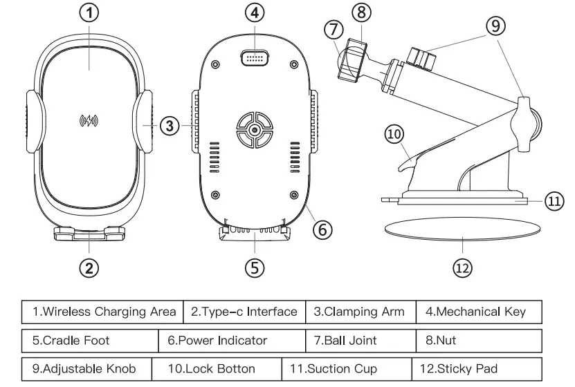 ICHECKEY-W6-Wireless Car-Mount-Charger-fig1