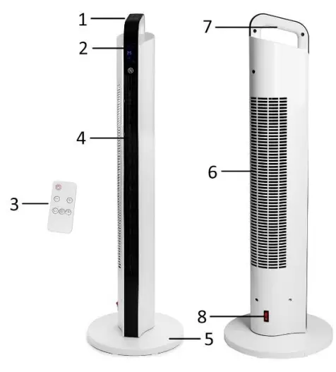 emerio FH 215051.1 Portable Fan Heater - PARTS DESCRIPTION