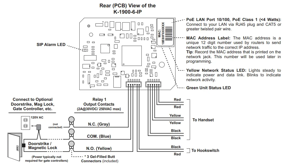 VIKING ELECTRONICS K-1900-6-IP VoIP Auto Dialling Panel Phone - Duagram 1
