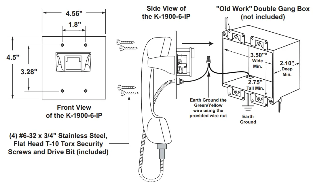 VIKING ELECTRONICS K-1900-6-IP VoIP Auto Dialling Panel Phone - Duagram 2