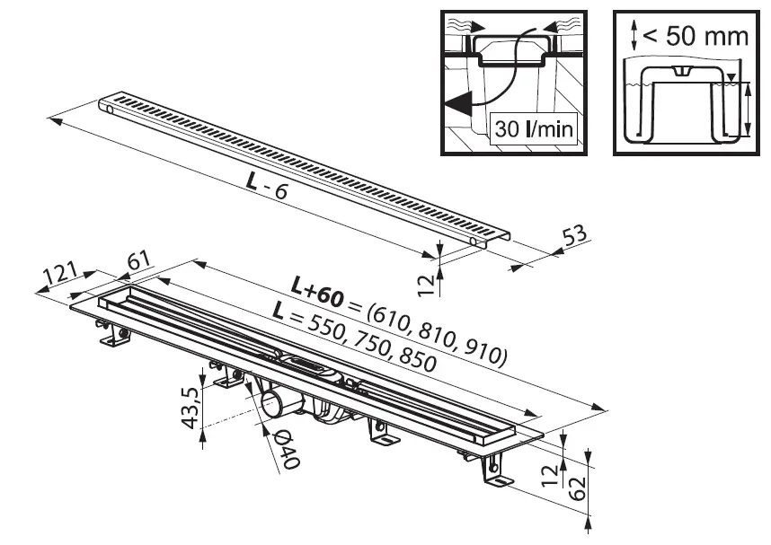RAVAK ZEBRA 85-0Plastic-Shower-Channel-FIG-1