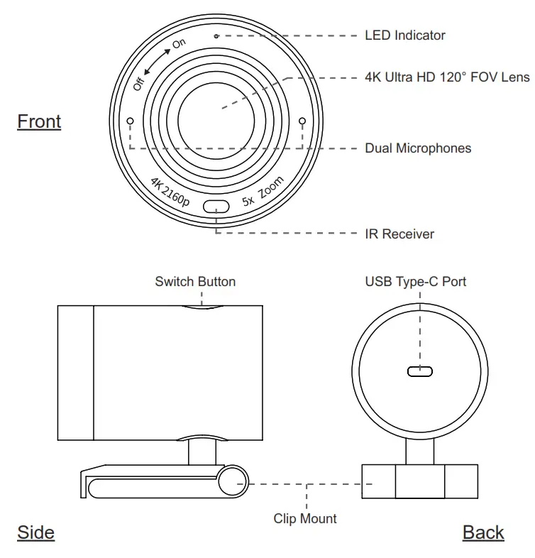 innex C570 4K AI e-PTZ Conference Camera - FIg1