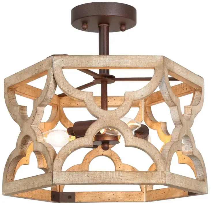 LNC HOME A04226 White French Country Drum Flush Mount Light