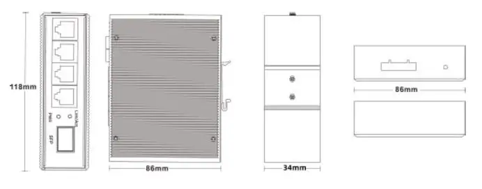 DIGITUS DN-651134 4-Port 10-100-1000Base-TX Plus 1000Base-FX Industrial Ethernet PoE Switch - fig 1