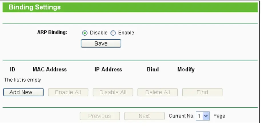 tp-link TL-WR840N 300Mbps Wireless N Router - Binding Settings