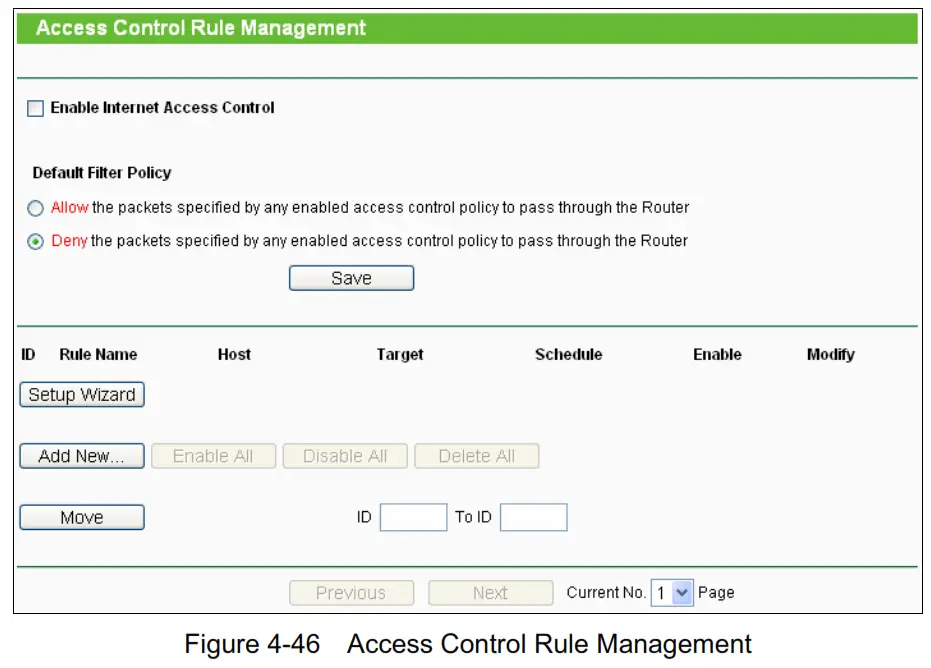 tp-link TL-WR840N 300Mbps Wireless N Router - Control Rule