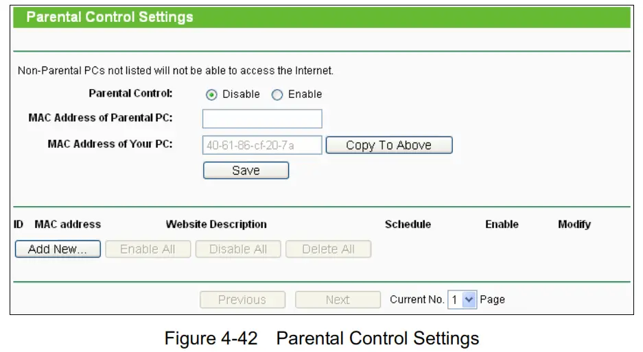 tp-link TL-WR840N 300Mbps Wireless N Router - Control Settings