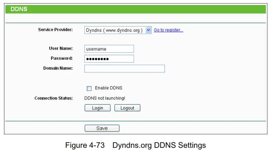 tp-link TL-WR840N 300Mbps Wireless N Router - Dyndns.org DDNS Settings