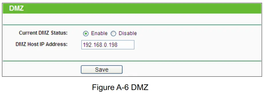 tp-link TL-WR840N 300Mbps Wireless N Router - Figure A-6 DMZ