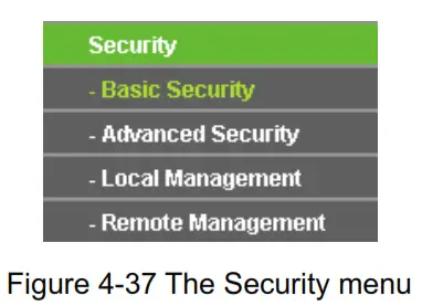 tp-link TL-WR840N 300Mbps Wireless N Router - Security menu