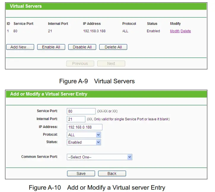 tp-link TL-WR840N 300Mbps Wireless N Router - Virtual Servers 1