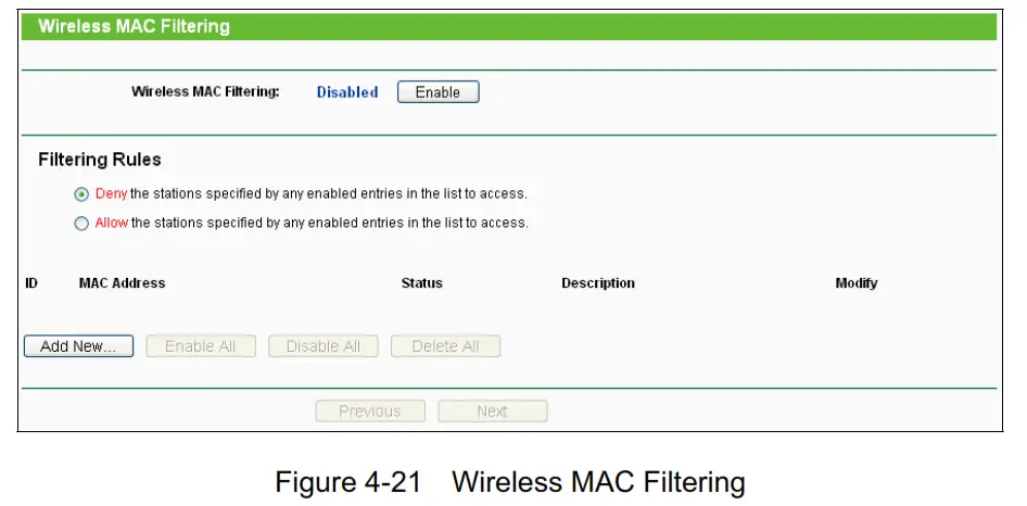 tp-link TL-WR840N 300Mbps Wireless N Router - Wireless MAC Filtering